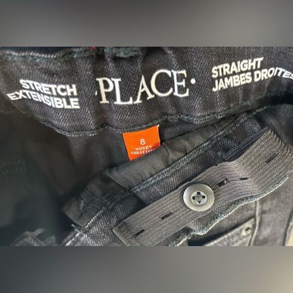 Place Black Denim Jeans Stretch Straight Adjustable Waist Size 8 Husky EPC - Picture 5 of 5
